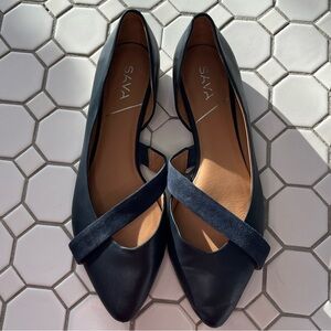 SAVA Navy Pointed Flats - never worn